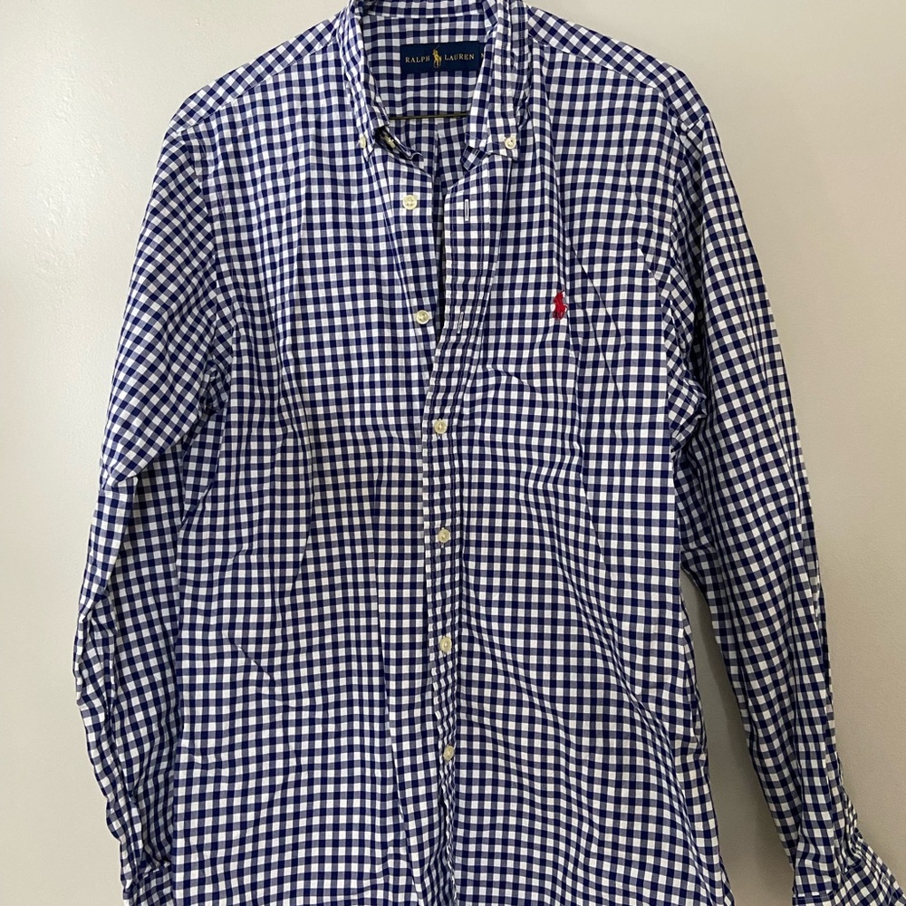 Ralph Lauren Blue Checkered Men's Oxford Shirt